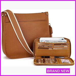 Vegan Leather Hobo Crossbody Bag Set With Wallet Minimal Chic Everyday